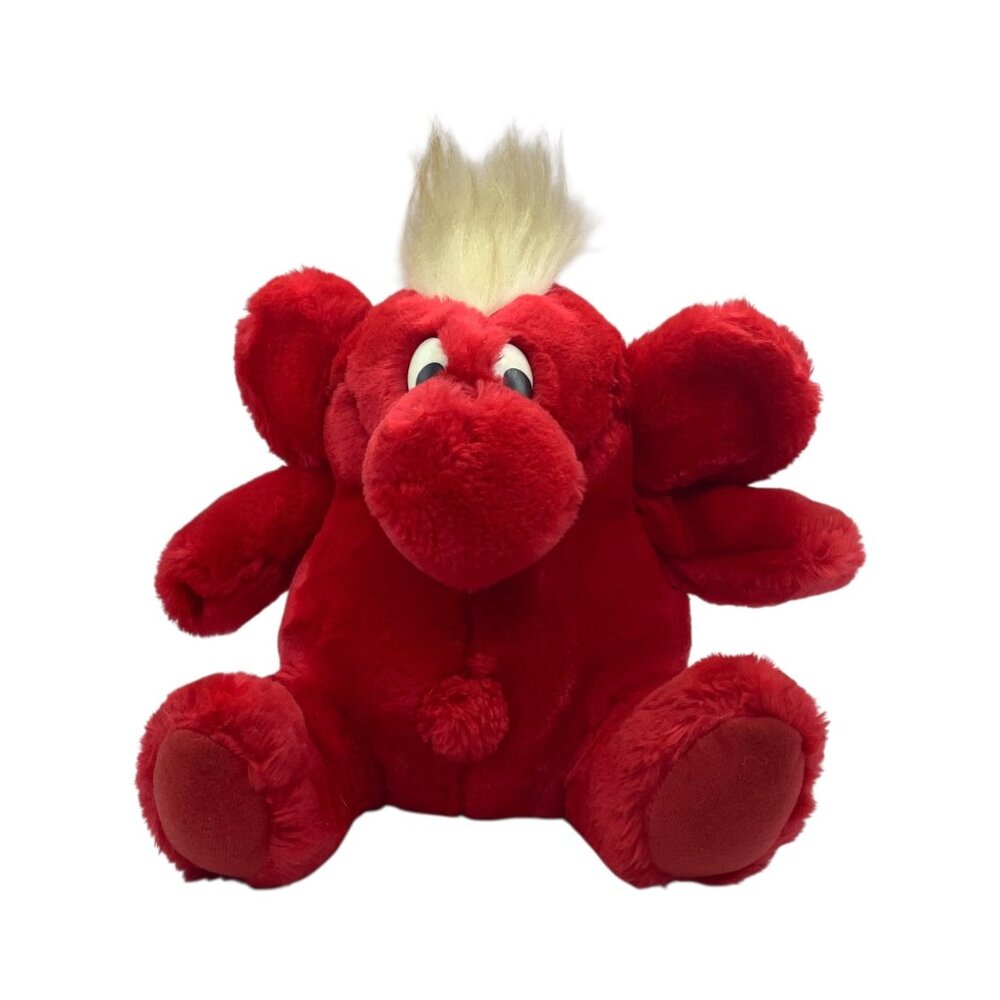 Vtg Kodak Kolorkins FLASH Red‎ Elephant Plush Stuffed Animal Mohawk Korea 10"